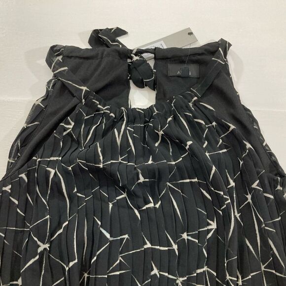 Apt 9 Dress Women’s 6 Black White Halter Chiffon Pleated Geometric - Picture 4 of 10